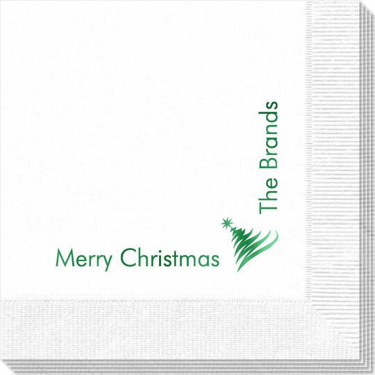 Corner Text with Artistic Christmas Tree Napkins